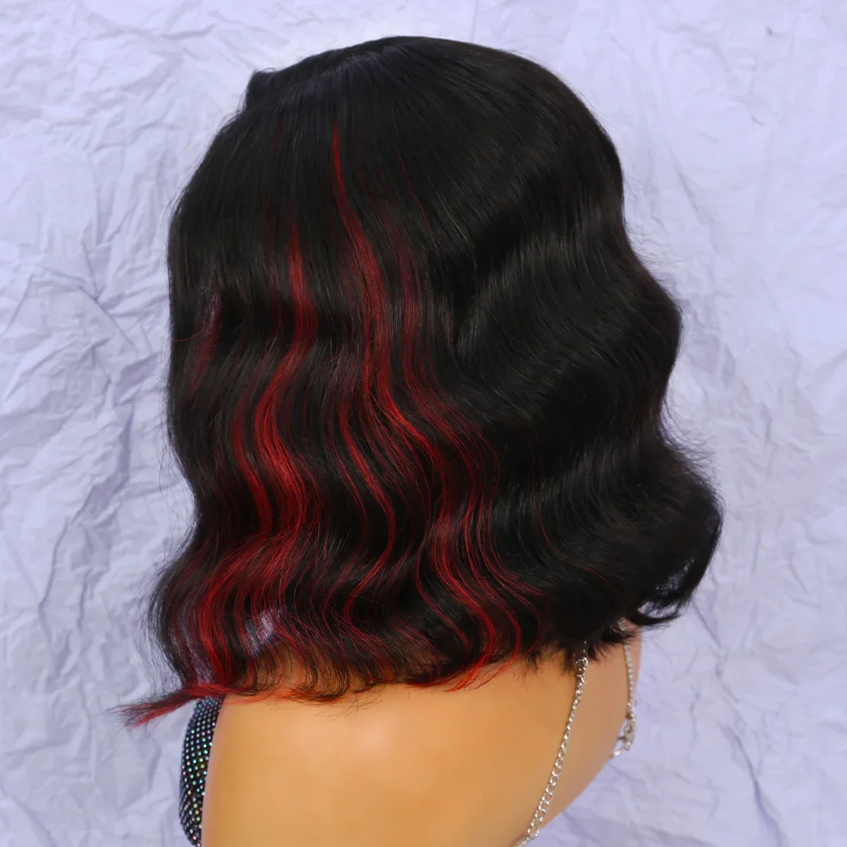 Parrucche di capelli umani ondulati di colore rosso misto al 250% Parrucca di pizzo trasparente con parte a T Parrucche frontali in pizzo brasiliano Remy_voghion.com