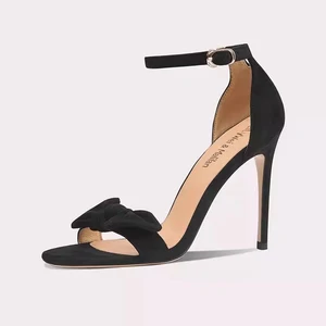 Lily Wei Women's Heeled Sandals New Summer Sexy Shoes Big Size Suede Upper Open Toe Hard-Wearing Outdoor Sandals