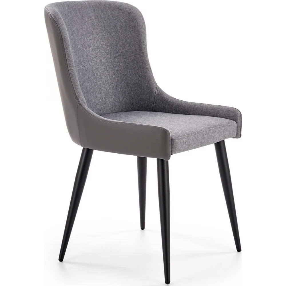 Curved Back Comfortable Dark Grey Upholstered Dining Chair With Metal ...