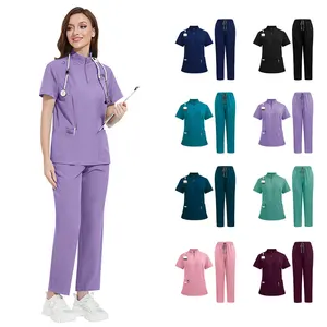 Wholesale Custom Logo Women Scrubs Uniforms Sets Hospital Medical Uniforms Doctor Nurse Scrubs Set