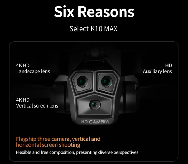 K10 Max Smart Drone 3 Camera Obstacle Avoidance Aerial 4k Photography ...