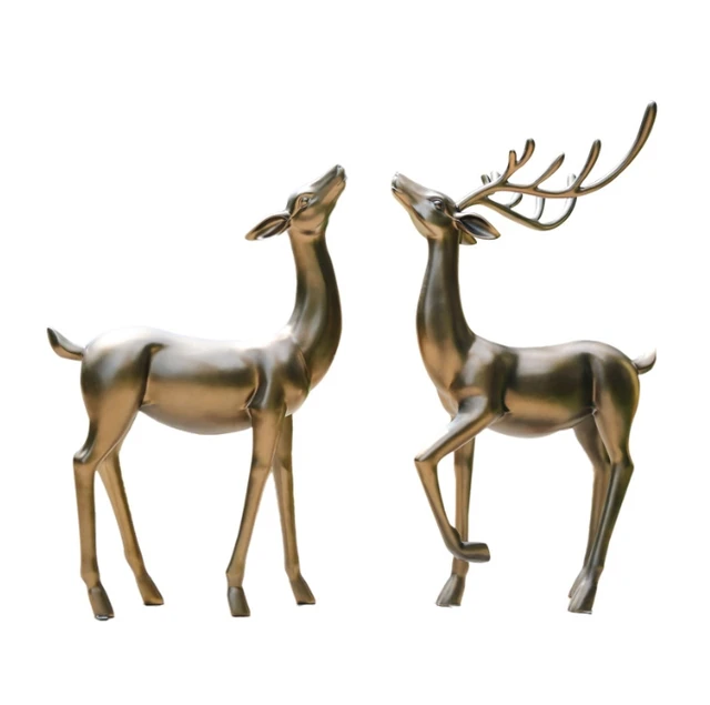 Simulated Copper Plum Deer Fiberglass Sculpture Outdoor Garden Decoration Park Lawn Animal Square Landscape Ornaments