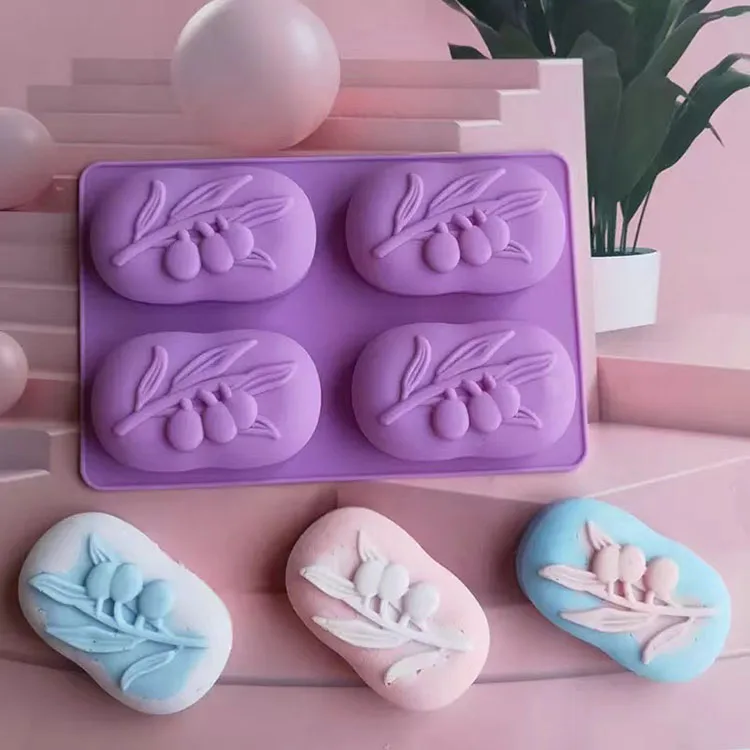 Moules à Savon Ovales Silicone 6 Cavités - Motifs Fleurs Mixtes Pour Savon Fait Maison