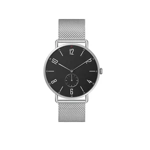 Domed Sapphire Crystal Germany Bauhaus Luxury Fashion Business Watches with Ronda Movement Leather Band Pointer Dial