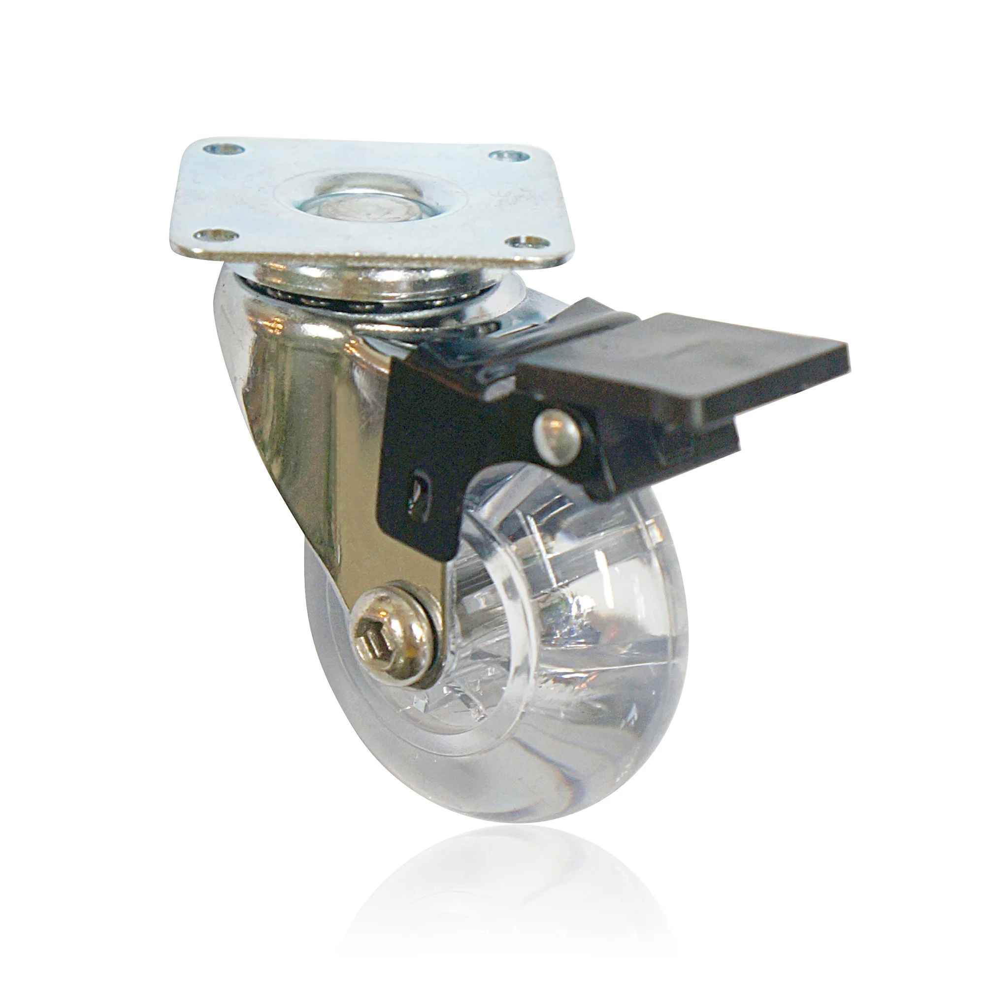 2 Inch top plate furniture transparent caster 50 mm gel clear silicone wheel castor with brake