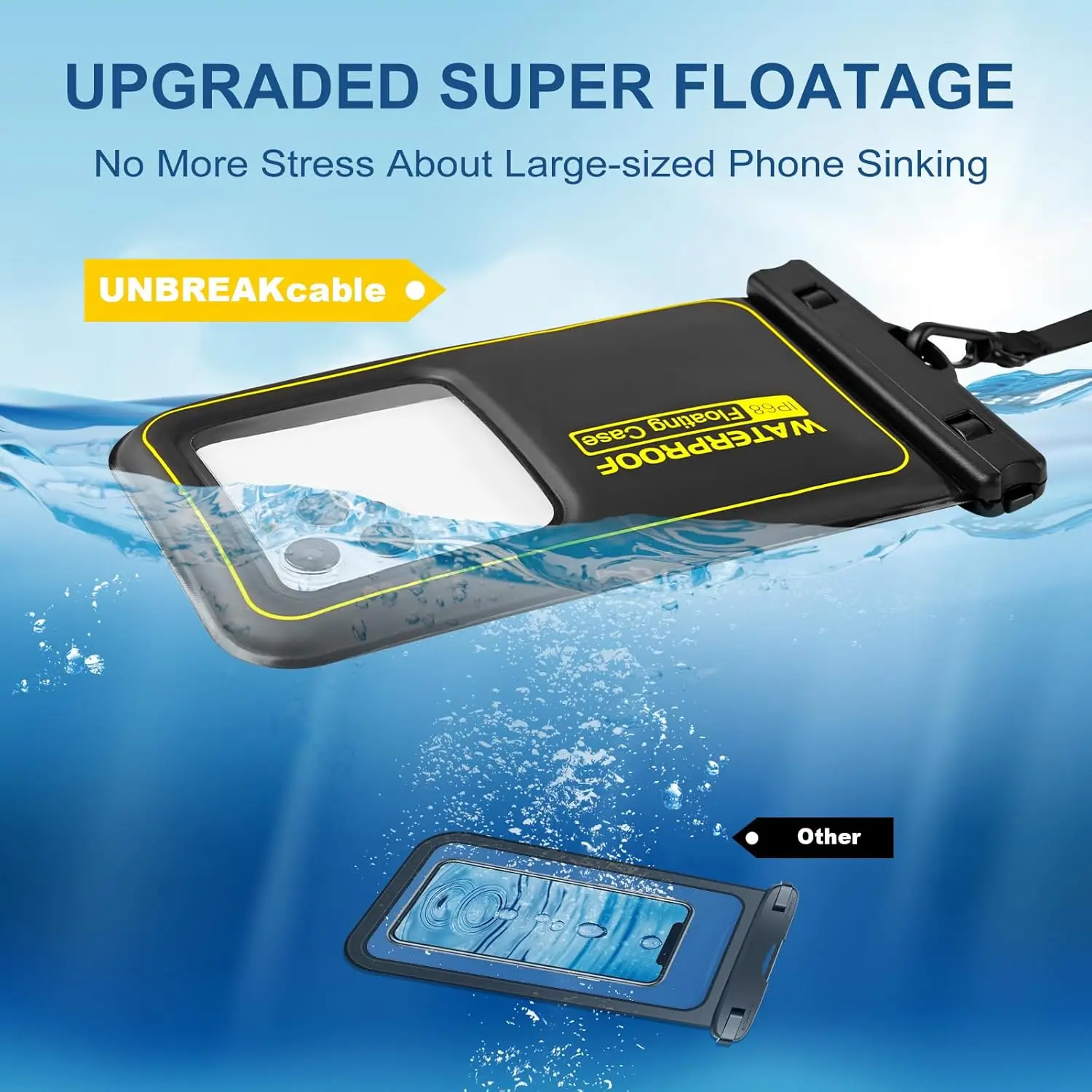IP68 Dustproof waterproof Custom Large-Size Waterproof Mobile Phone Dry Bag Sponge-Filled Floating Water-Proof Pouch Universal