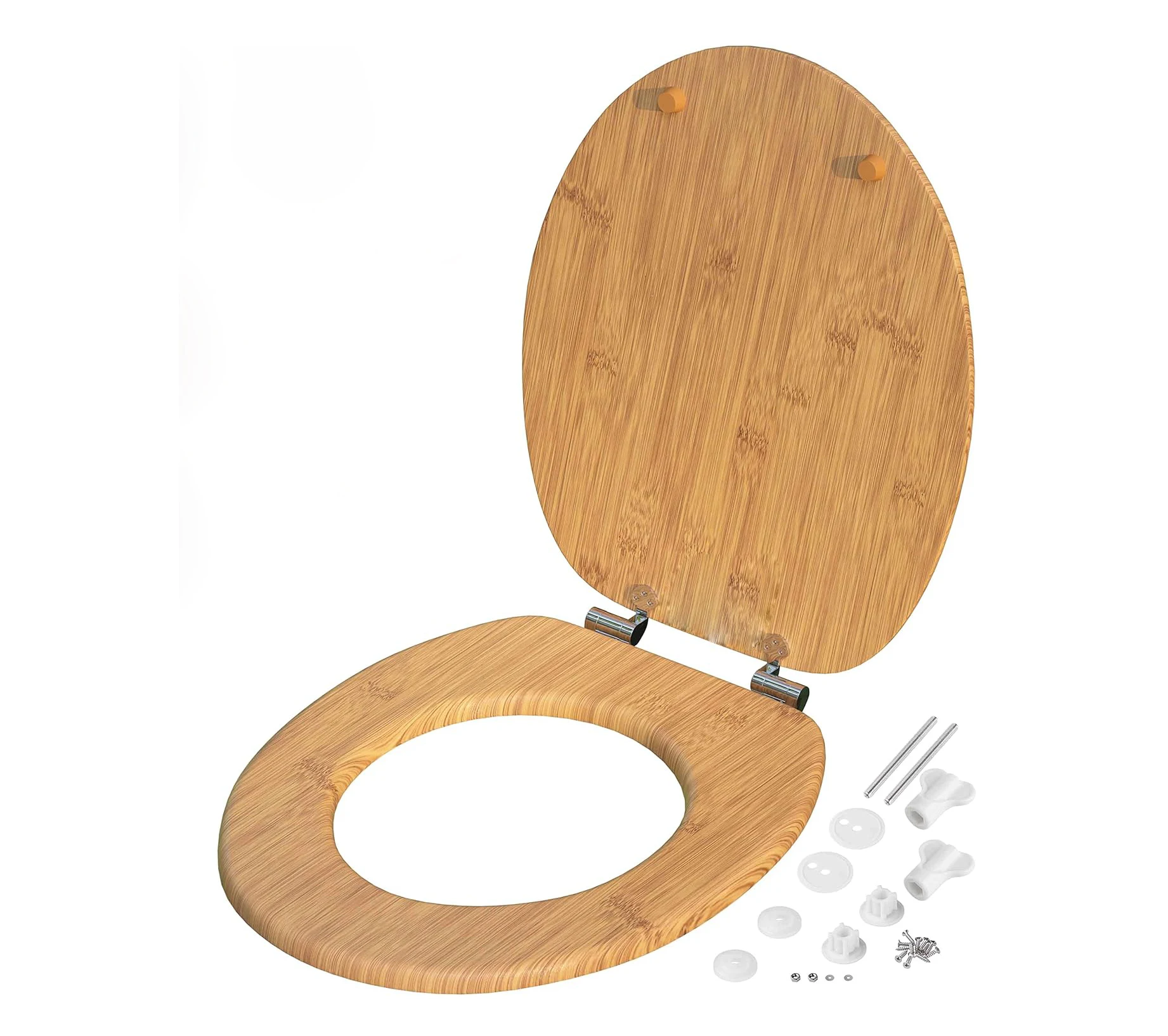 product bamboo toilet seat with slow close hinges natural wood toilet lid universal fit easy install eco friendly bathroom accessory-2