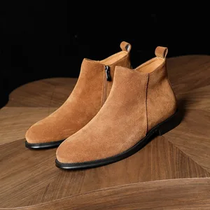 PREMIUM SUEDE ANKLE BOOTS  Side Zipper  Pull Loop for Easy Wear Italian-Inspired Casual Chic Chelsea Boots