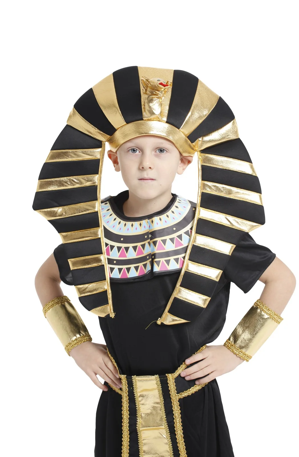 Atosa Ägypter-Kostüm Für Jungen – Größe 10-12, Schwarz/gold, Mit Gürtel & Kopfbedeckung