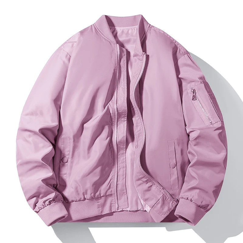 Wholesale Custom Winter Windbreaker Wholesale Men Plus Size Men's Jackets Plain Nylon Satin Bomber Men's Jackets details