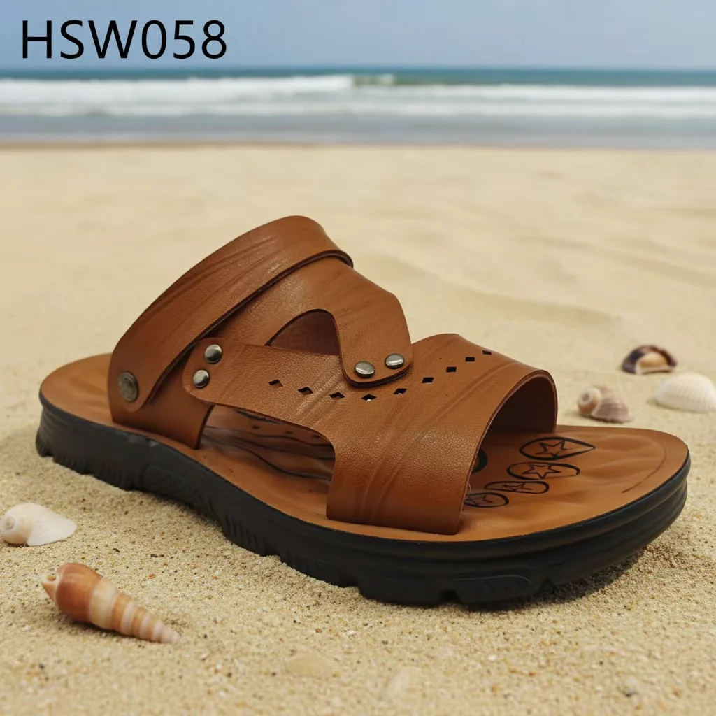 LXG,Water Park PU Leather/natural Cow Leather Available Beach Shoes Wide Fit Feet Openwork Design Men Message Sandals HSW058