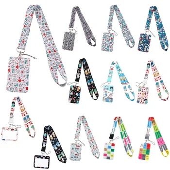 Custom Nursing Design Neck Strap Polyester Nurse Medical Print Nurse Accessories Lanyard and Card Holder