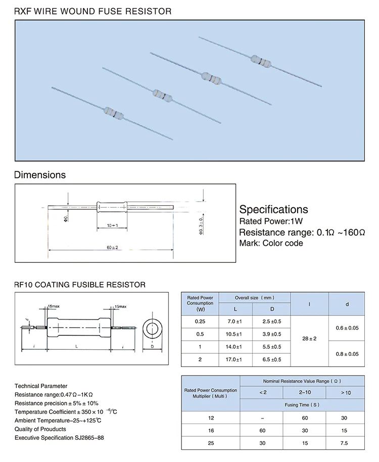 Ul Rxf 1w 10r Flame Proof Wire Wound Fusible Resistor - Buy Fusible ...