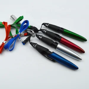 Mini Easy Carry Multi-functional Lanyard Black Ball Pen Type Promotional Cheap Gift Show Ball Pen with Hanging Black Rope