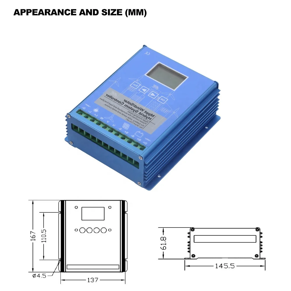 800w Wind 800W Solar Hybrid System 12V 24V Auto Solar Controller Regulator Home Use Wind Generator MPPT Charge Controller