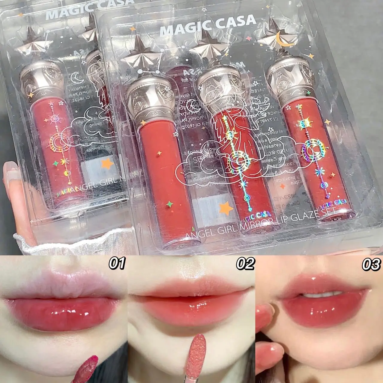 MAGIC CASA Little Star Lip Gloss Waterproof Liquid Lipstick Makeup Long-Lasting Moisturizer Lip Tint Make Up Cosmetics Lip Plump
