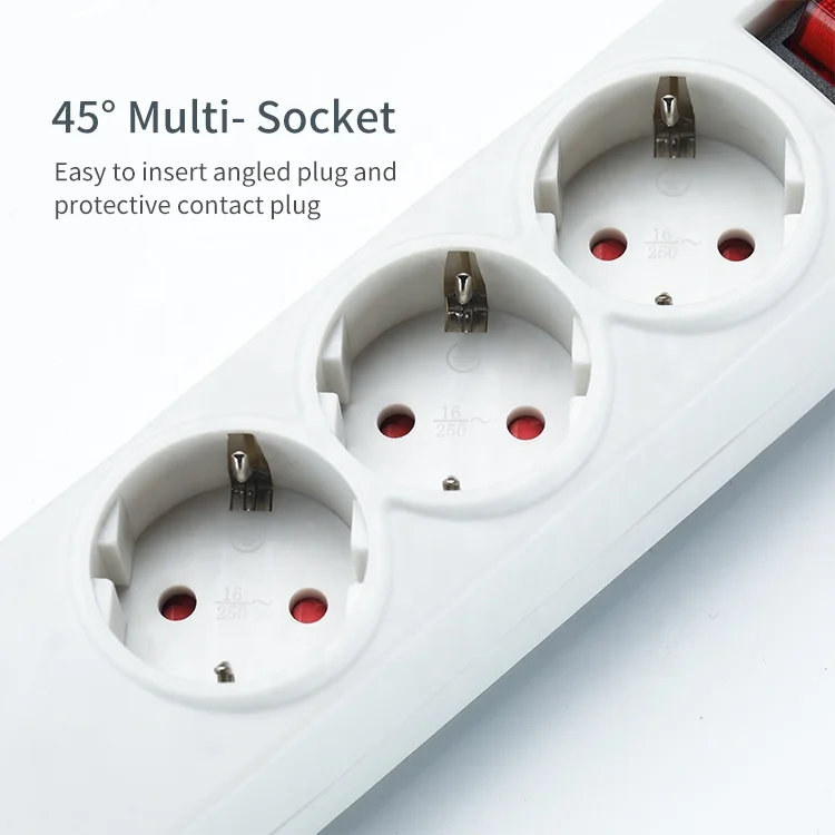 
4 way eu outlets detachable power strip with switch 