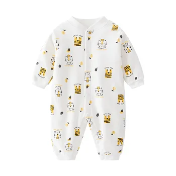 2024 Spring Baby Clothes Newborn Breathable Cotton Jumpsuit Infant Girls Jacquard Romper Toddler Boy Cute Printing Clothing Set