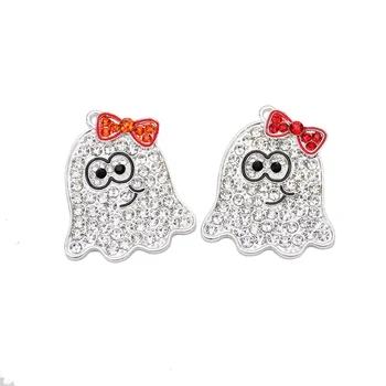 Halloween Rhinestone Pendant Crystal Ghost Metal Charm Pendants Alloy Jewelry Making Accessories for Necklace