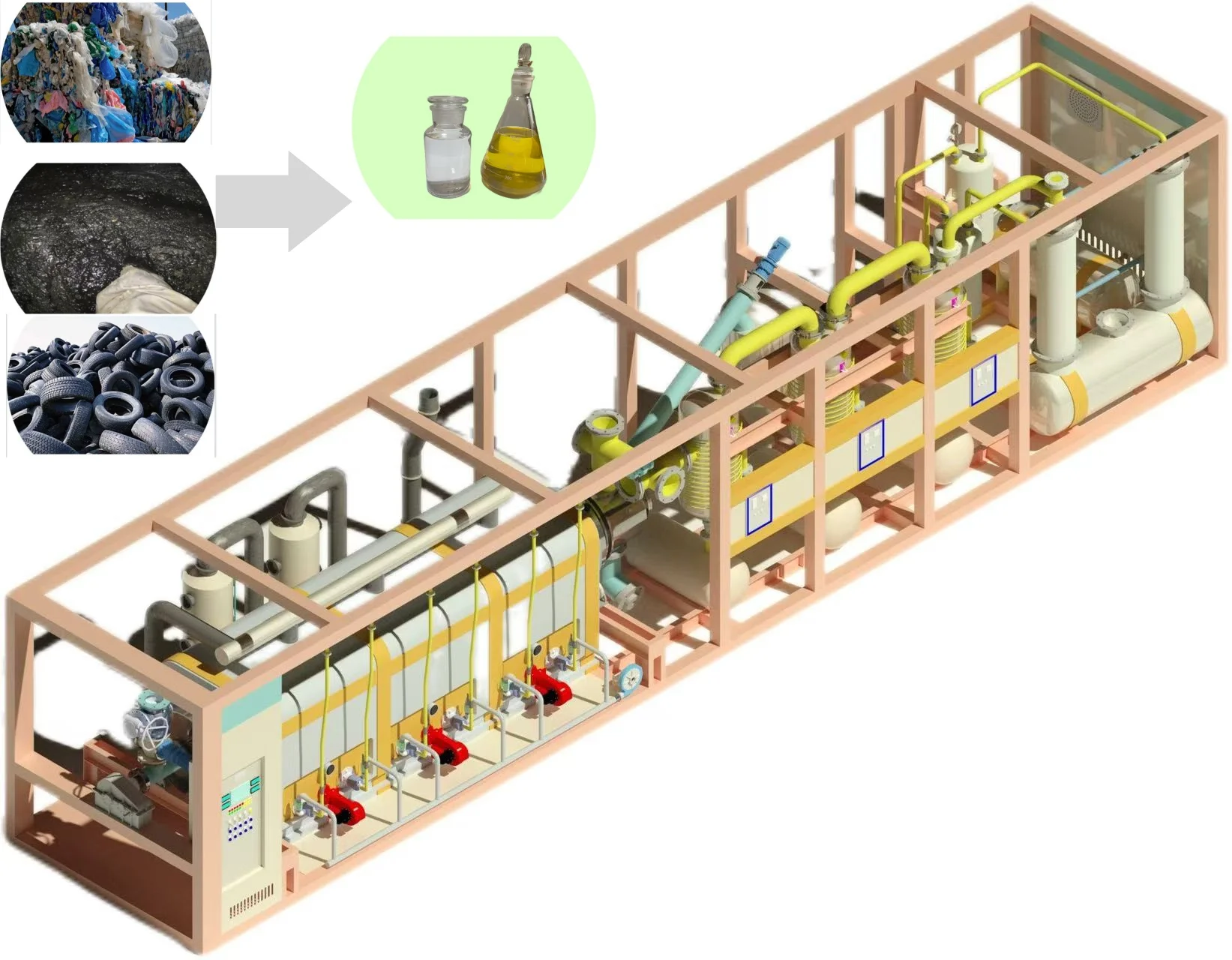 Electric Heating   Waste Tire Processing Plant Plastic Pyrolysis Machine and Waste Oil Filtration Machine to diesel