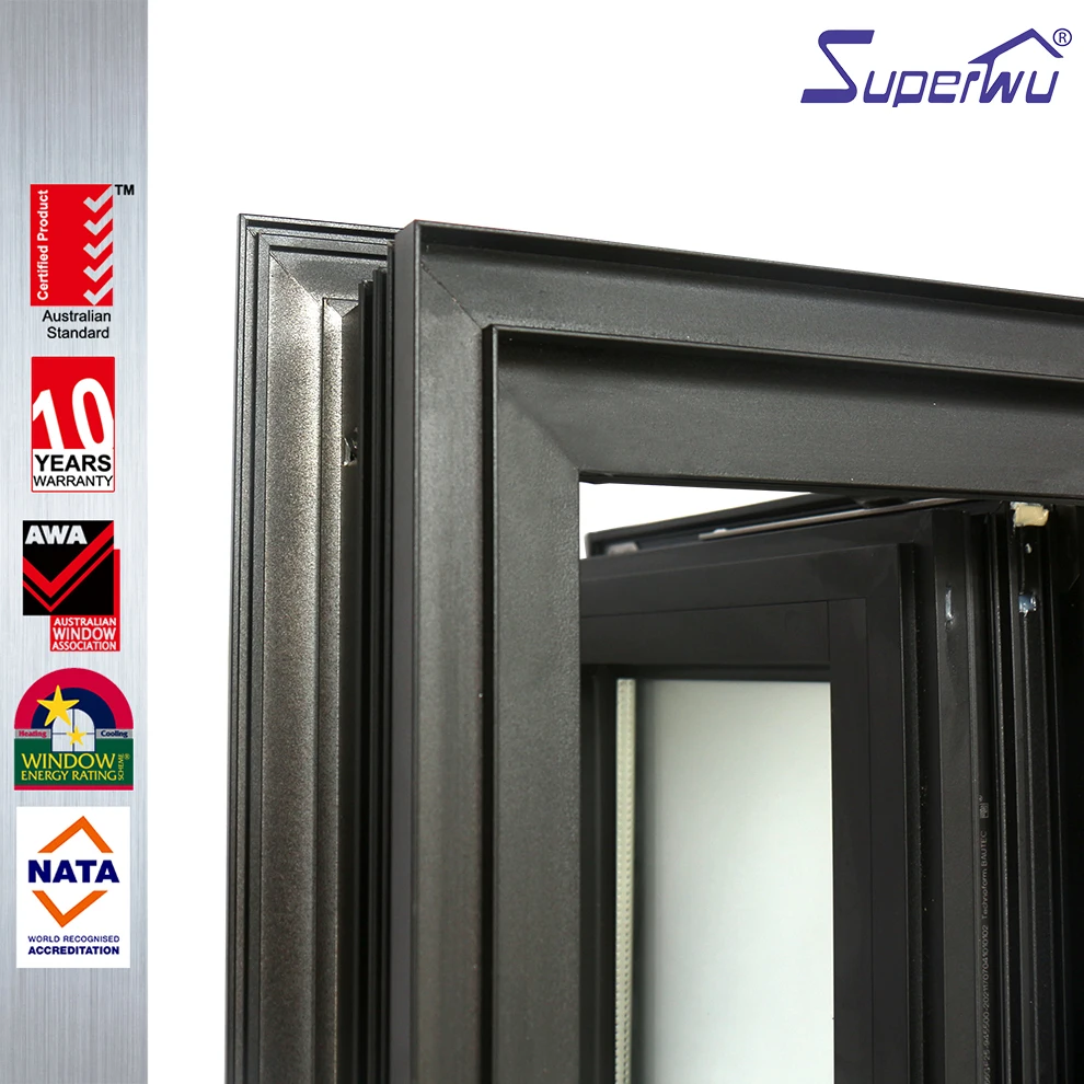 New Zealand markets french styles tinted glass aluminum casement window for commercial and residential with fin
