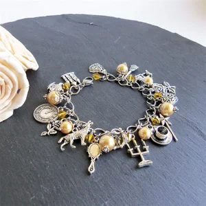 Costume Jewelry Beauty and Beast Romantic Silver Chain Crystal Crown  Bangle New Beauty and the Beast Bracelet for Gift