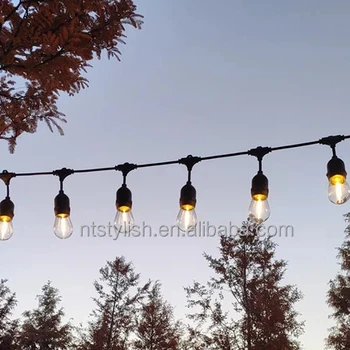 10m 15m 20m Customized Commercial Grade Waterproof Outdoor LED Patio String Lights S14 Bulb Connectable Festoon lights String