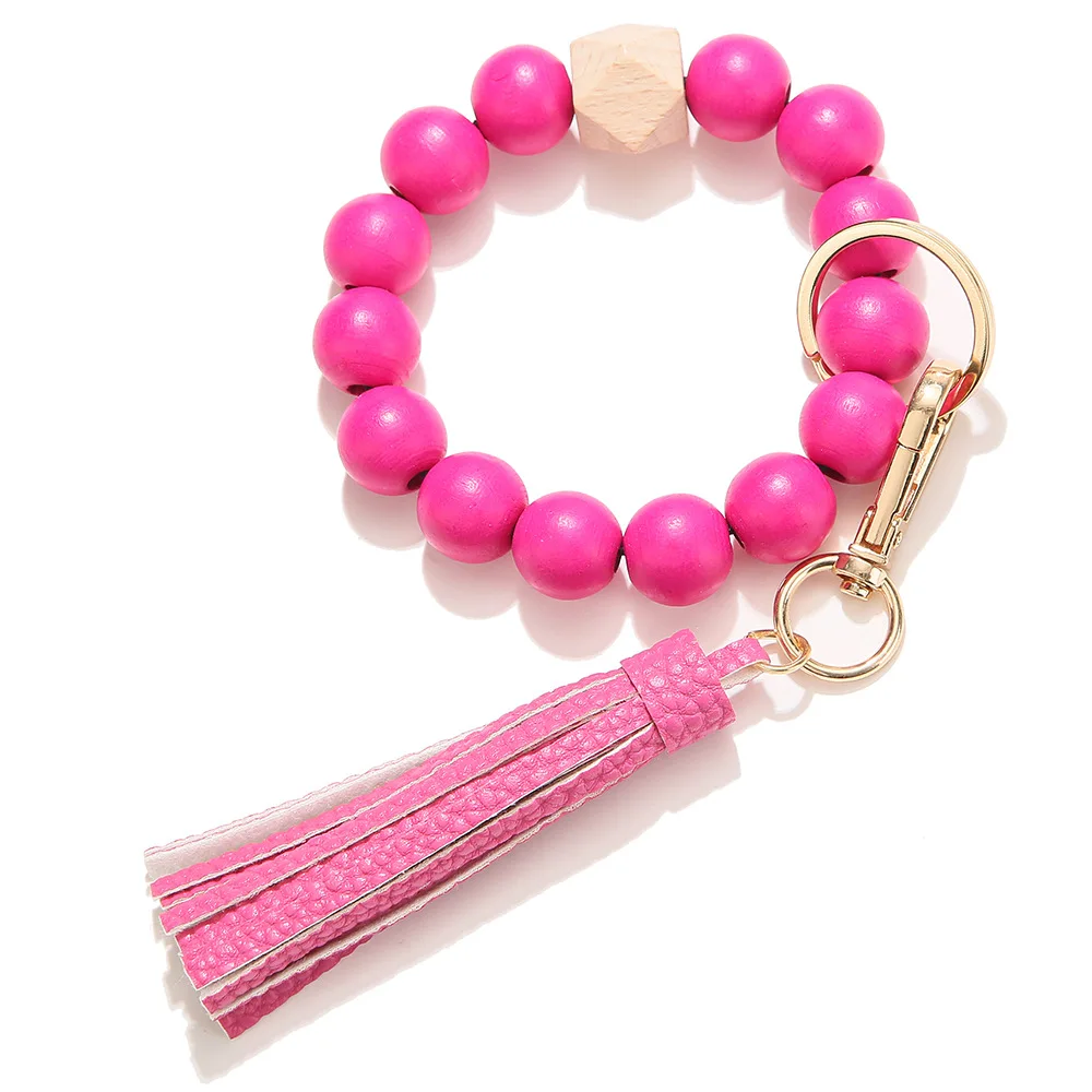 Tassel Bracelet Key Ring - Hot Pink