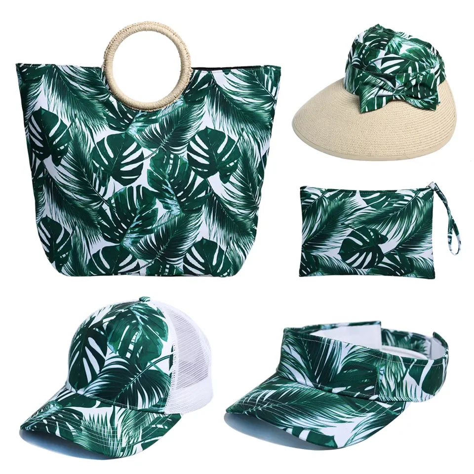 Beach Bags 2023 Summer A Series Of Beach Hat And Bag Set Wide Brim Roll