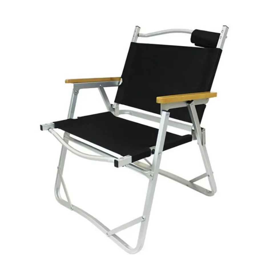 Outdoor Furniture Wood Grain Iron Portable Folding Camping Kermit Chair