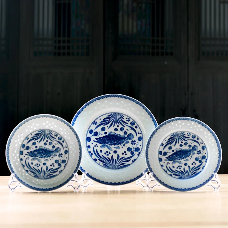 High temperature ceramic blue and white porcelain gift tableware wedding gift set customization factory