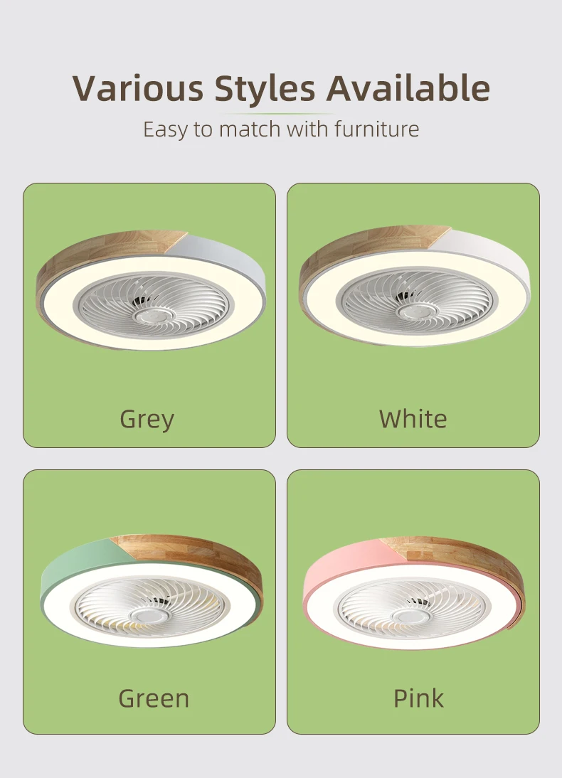 Aier Led Ceiling Fan With Wood Acrylic Pp Fan All Copper Motor Energy Saving Mute Flush Mount 1
