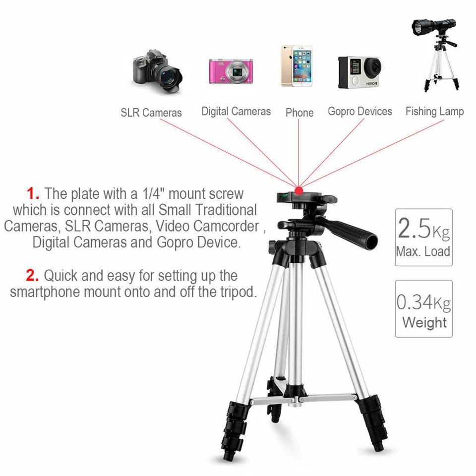 Universal Travel Camera Tripod Stand Holder Mount 3110 3120 Phone Tripod Aluminum Travel Tripod Par For Phones Canon Nikon