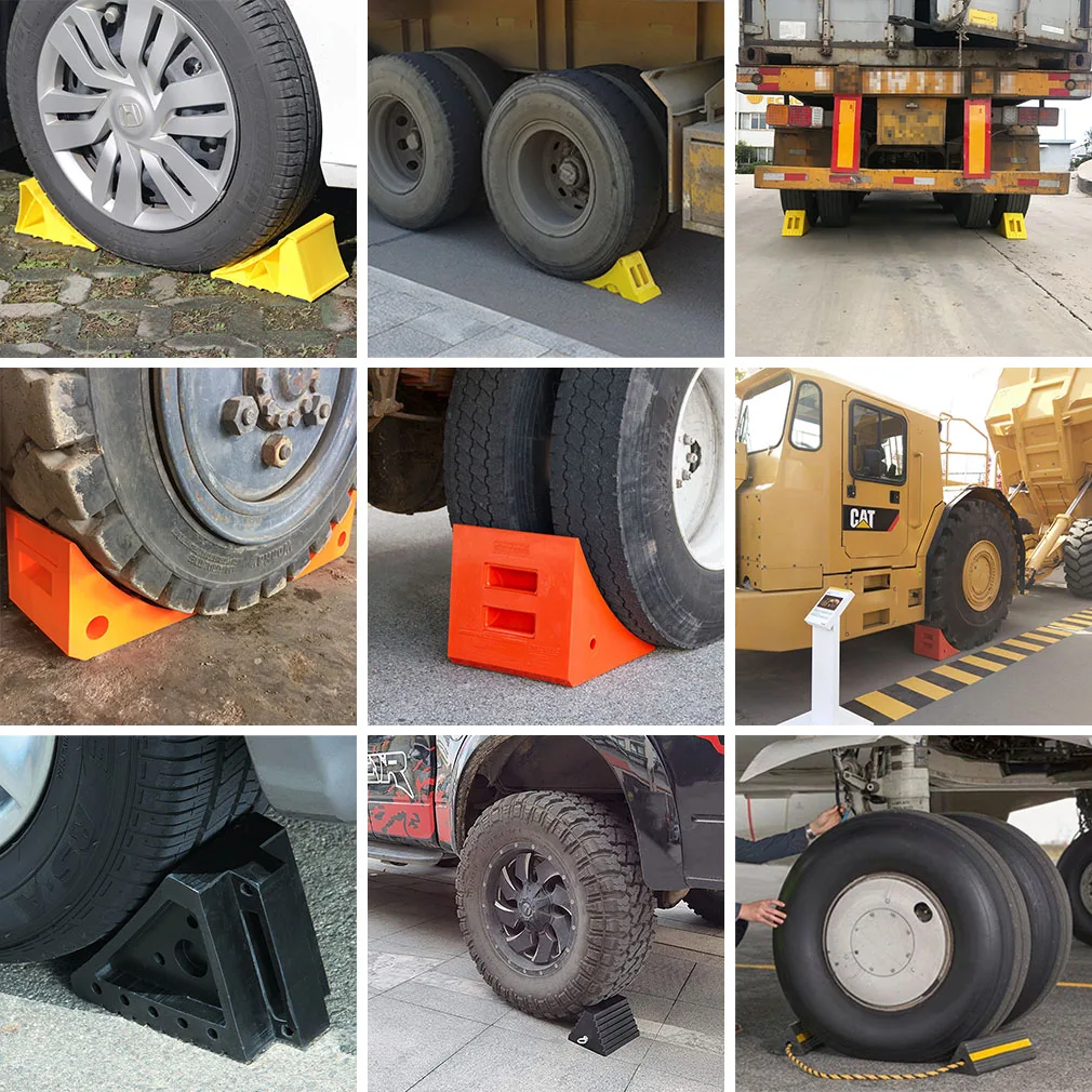 Heavy Duty Safety Wheel Wdge Wedges Parking Pu Plastic Rubber Wheel