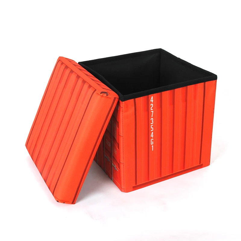 HStex 2026 Fashion Design Game Box Folding Kids Toy Storage Fancy Ottoman Home Furniture Rest Home Style Stool