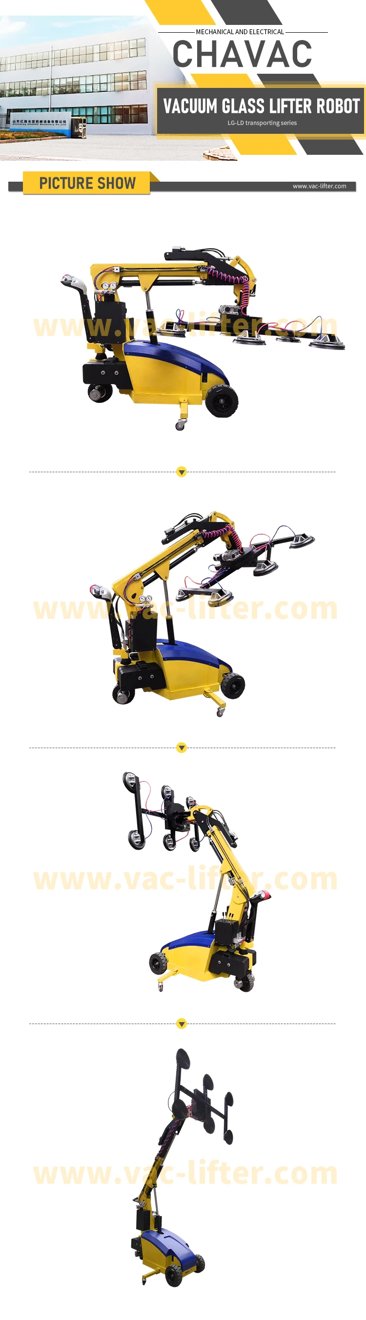800kg Outdoor All Terrain Vacuum Lifter for Handling and Processing Heavy and Large Glass Glazing Tools