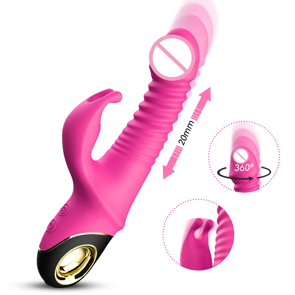 Sex Machine 360 Degree Automatic Thrusting Dildo Female Orgasm Masturbation Massager Double Rabbit Vibrator for Sex Toys