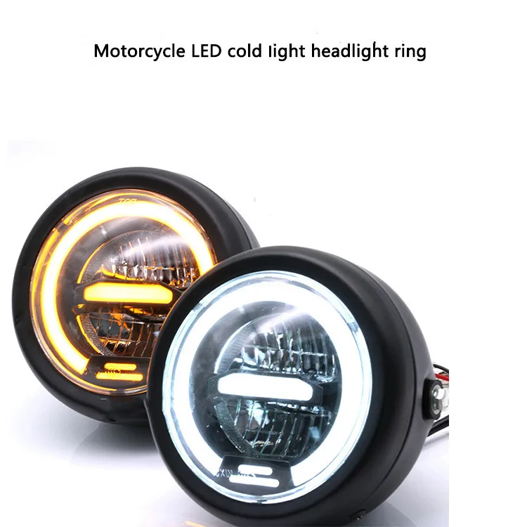 LED Motorbike Headlight Black 6.5" inch 12V for Retro Cafe Racer & Streetfighter 
