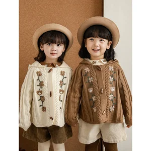 IHYAUL 2 Piece Long Sleeve Hoodie Children Sweater Set Warm Outfit for Kids Girl Embroidered Toddler Shirt