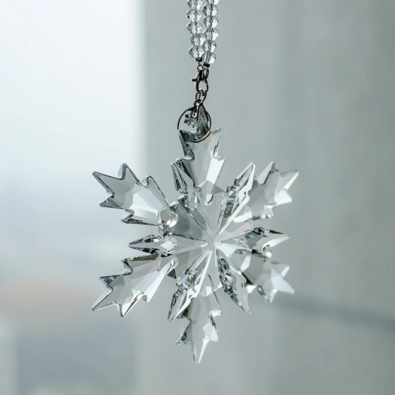 Ornements en forme de flocon de neige - Ornements cristal clairs en forme de flocon de neige pour Noël, ornements de sapin de Noël, décorations suspendues en forme de flocon