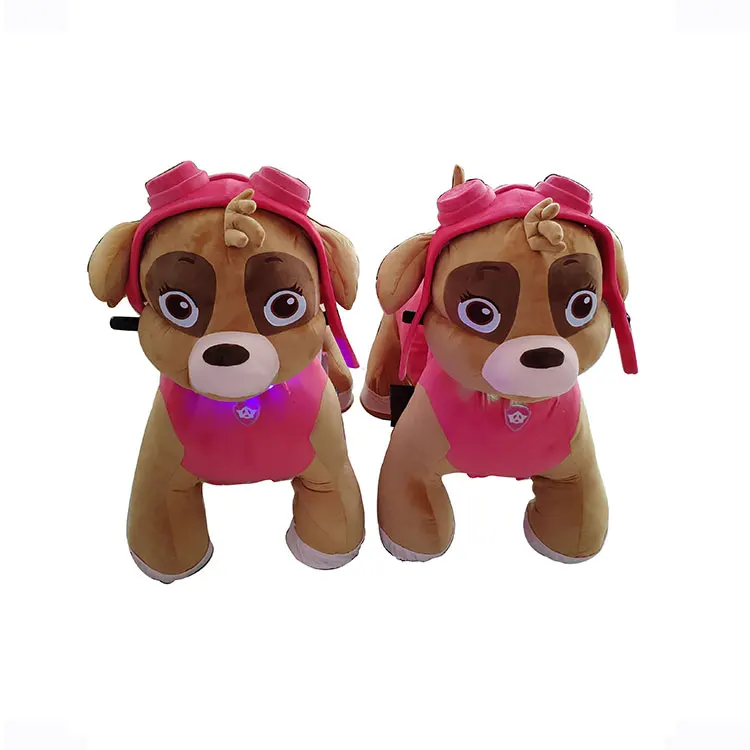 Kids Plush Dog Riding Battery Powered Walking Animal Rides Electric Mall Rides with Wheel