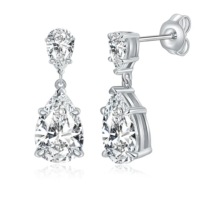 Ruizuan Earring GRA Certified Moissanite Fashion Jewelry Earrings(old) Plated Western Non Tarnish 925 Silver Water Drop Earrings