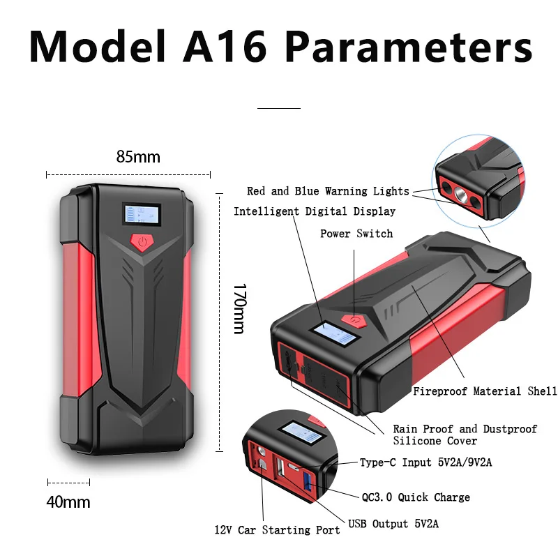 OEM/ODM автомобильный стартер 37000mWh Стартер Многофункциональный пусковой блок питания для 12 В транспортных средств