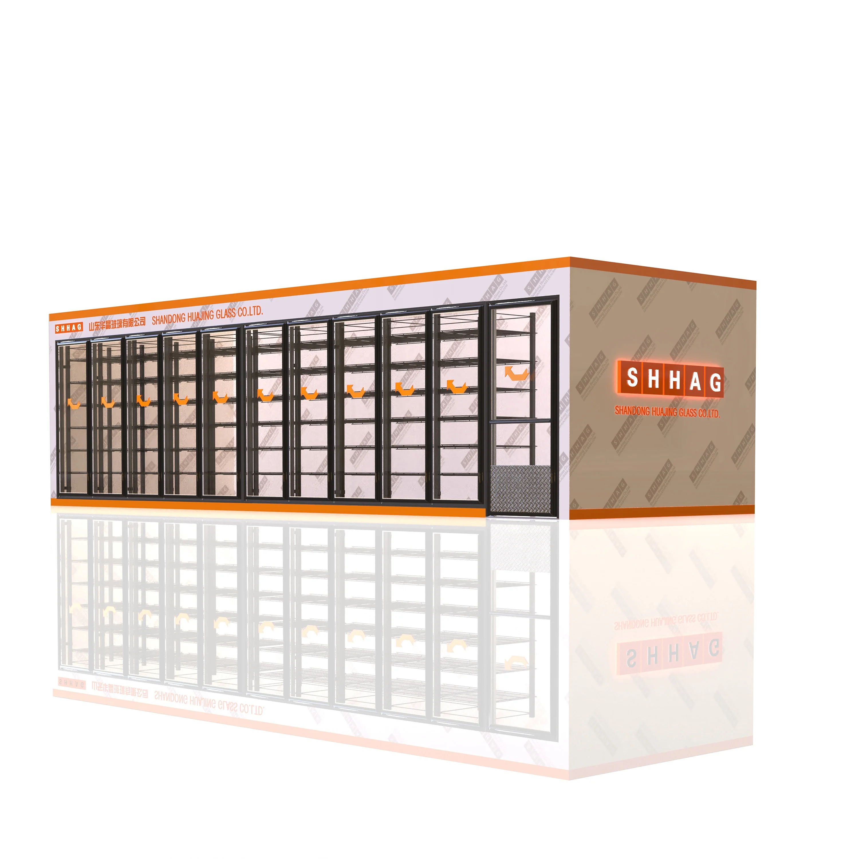 Walk-in Cooler/freezer/upright Fridge Refrigerator Glass Doors Equipped Frame and Shelf Per Door for Cold Room