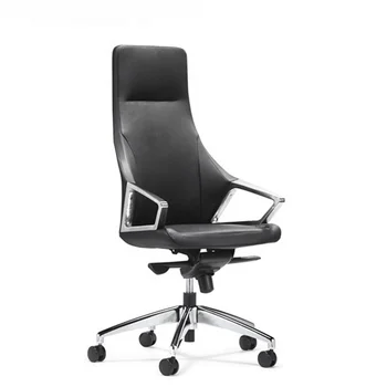 Hot Sale Swivel Chair Factory Price Black PU Leather Hi-back Office Computer Desk Chrome Chair For Heavy People
