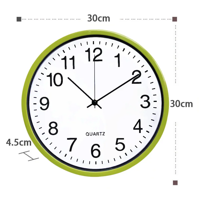 12 Inch Printed Face Battery Operate Plastic Round Quartz Custom Wall Clock