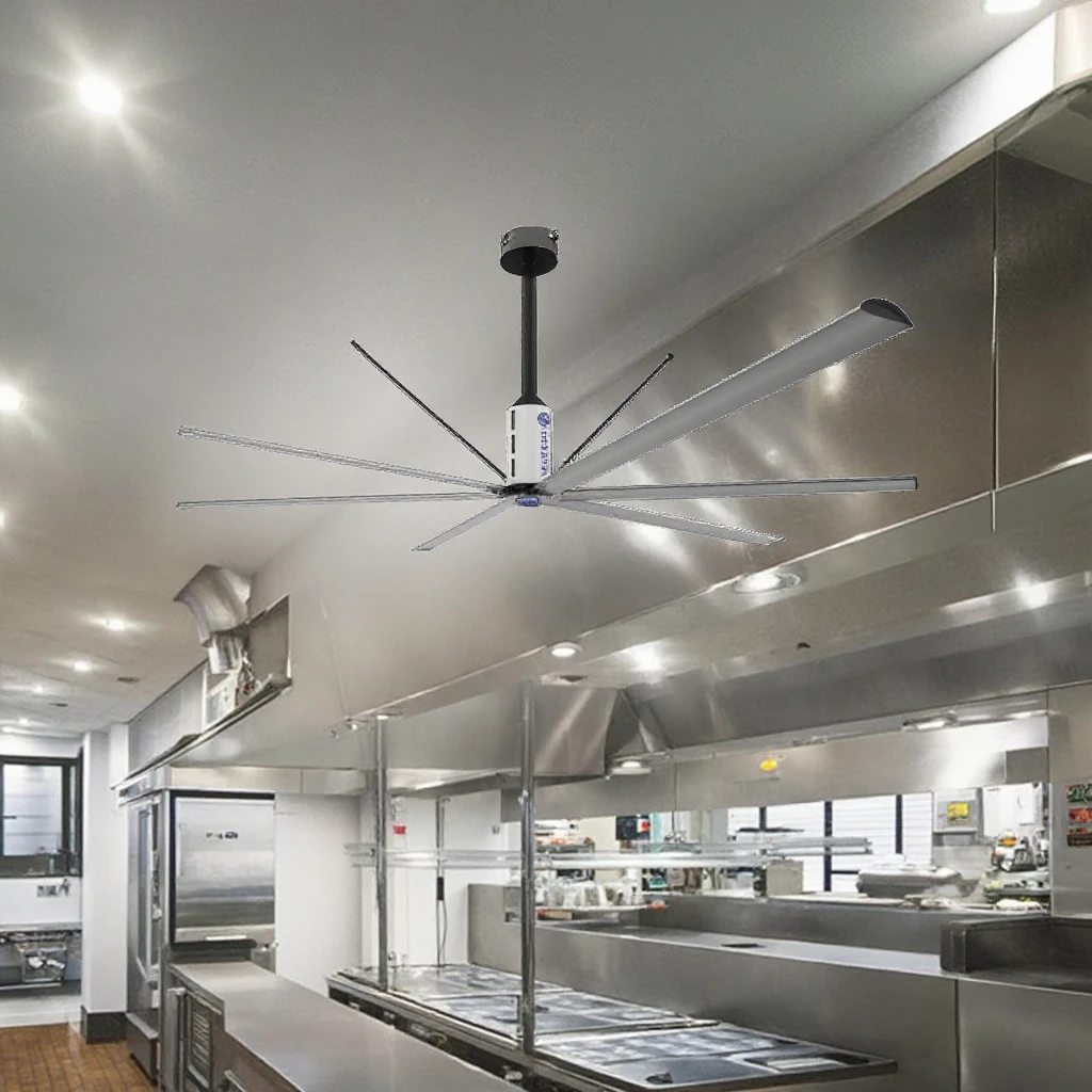 Industrial Giant HVLS Ceiling Fan with Gear Motor Ceil  Low Noise Electric AC 220V for Factory Construction Manufacturing Plant