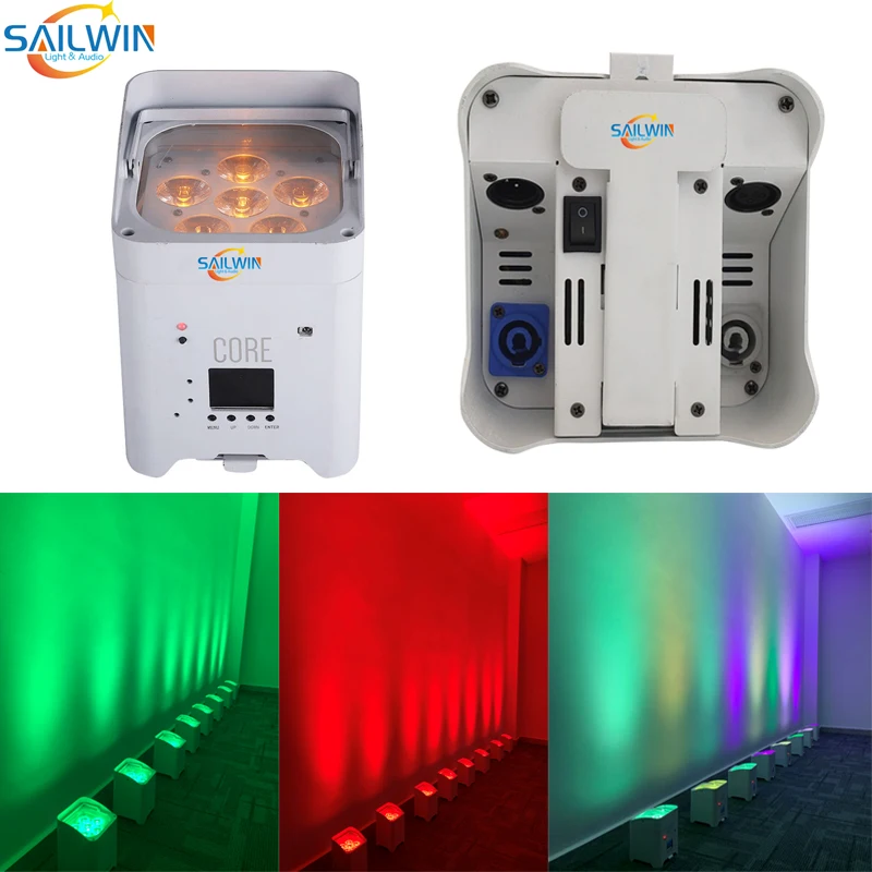 Projecteur LED 50W Par Batterie 6 En 1 RGBWAUV DMX512 - Uplight Scène Avec Télécommande Pour DJ Et Fêtes