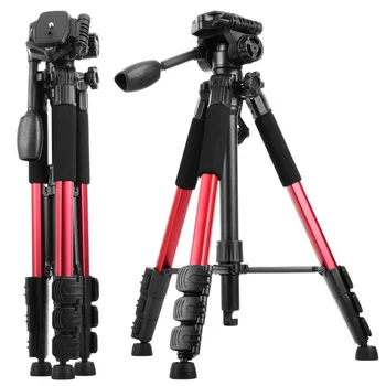 57.5 Inch Q111 Professional Aluminum Live Streaming Photographic Camera Tripod for Digital DSLR Video Camera Smart Phone Tripod