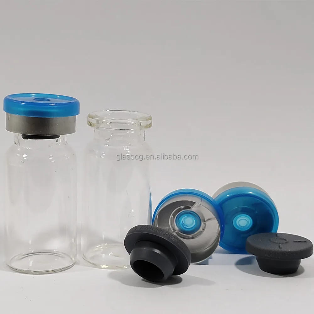 Tubular Medication Glass Vials Rubber Stoppers Aluminum Caps Premium